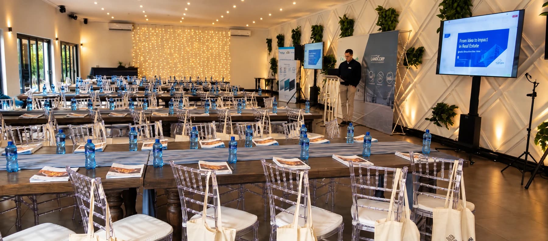 Kingspan conference setup by Silver Leaf Events